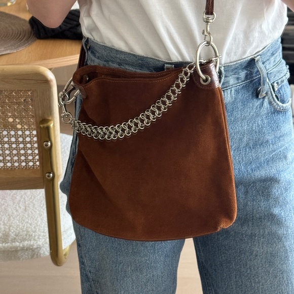 Little Liffner brown suede small bag, two straps + dust bag - Picture 9 of 9